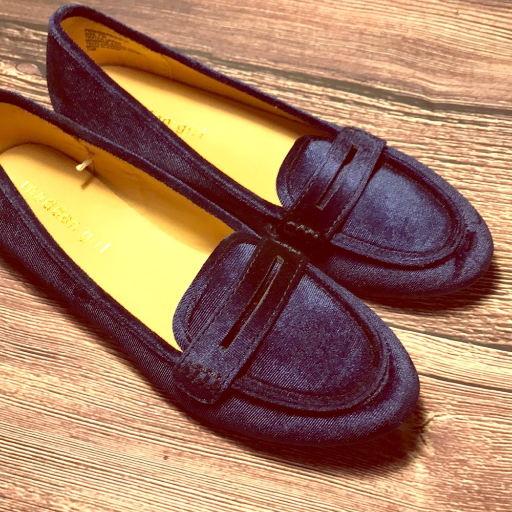 Madden Girl Blue velvet Loafers - Picture 2 of 6